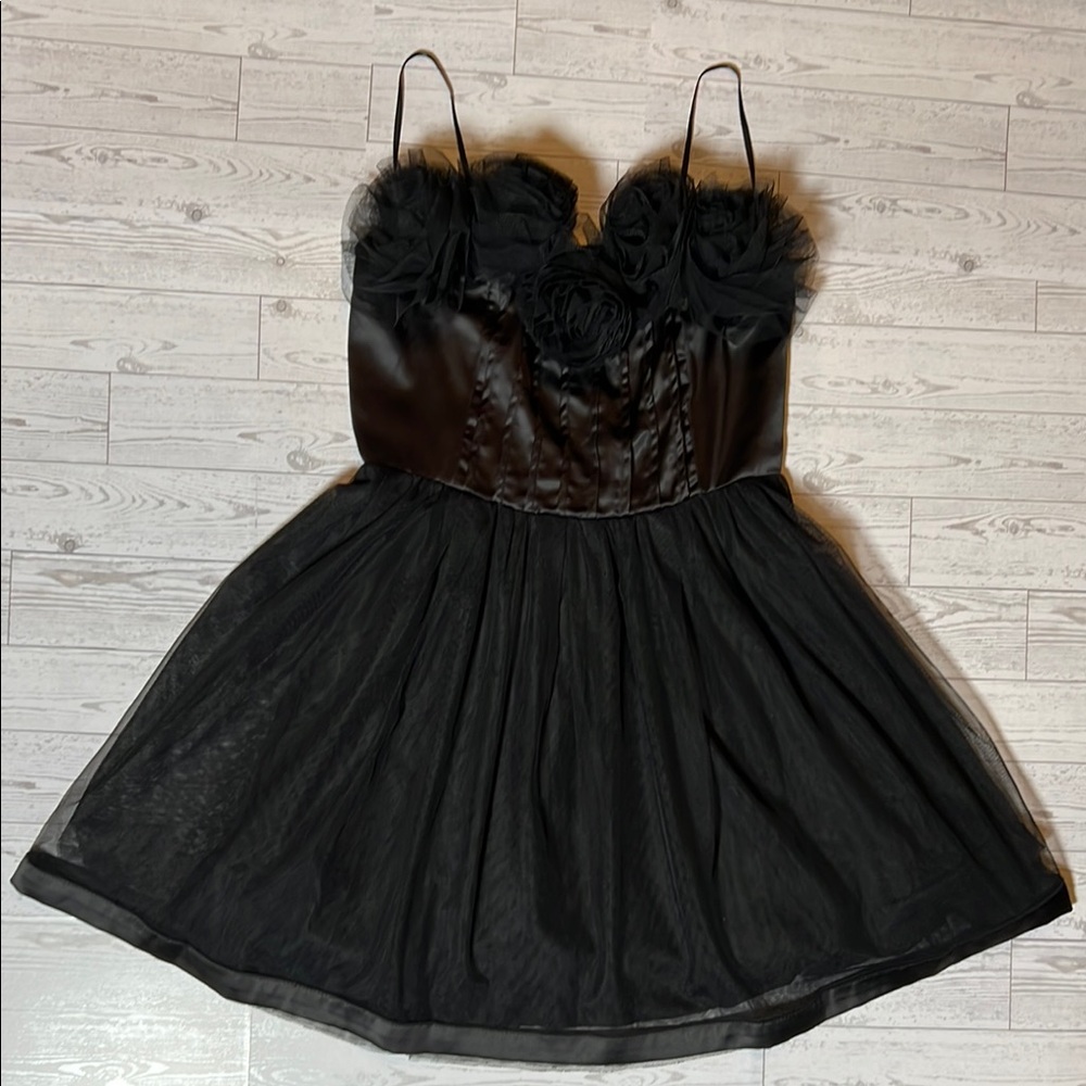 Little Black Dress with Lace Floral Accents Size M